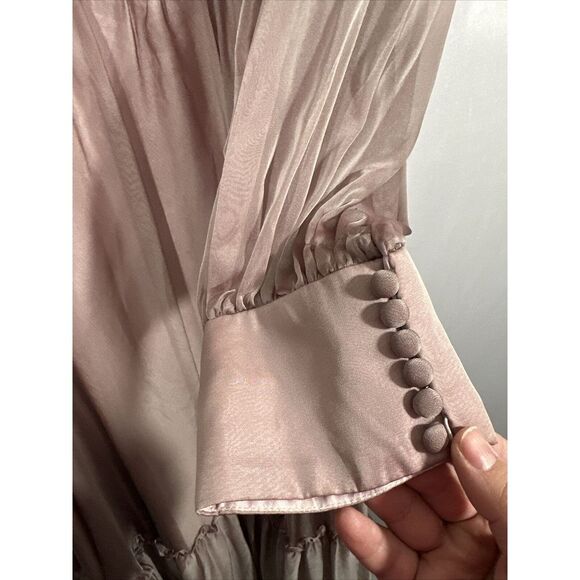 NWD $598 Mac Duggal [ 12 ] Faux Wrap long Sleeve Tiered Gown in Mocha Pink #S976 - Picture 6 of 16